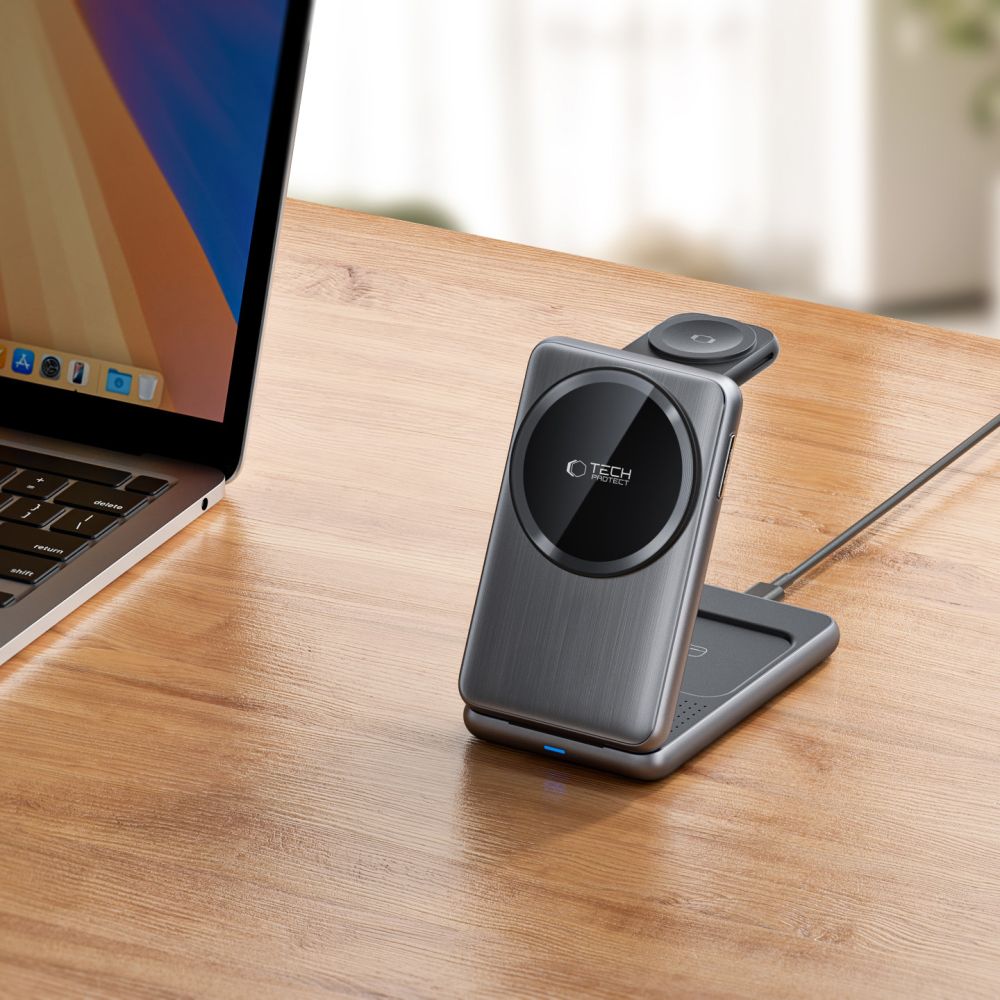 Tech-Protect QI15W-A42 3σε1 Μαγνητικός Ασύρματος Φορτιστής MagSafe Γκρι - Image 6