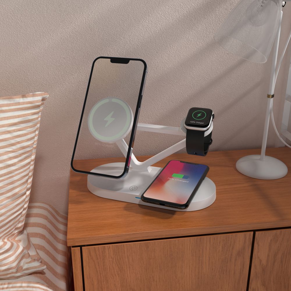 Tech-Protect QI15W-A41 3 σε 1 Μαγνητικός Ασύρματος Φορτιστής MagSafe Λευκός - Image 6