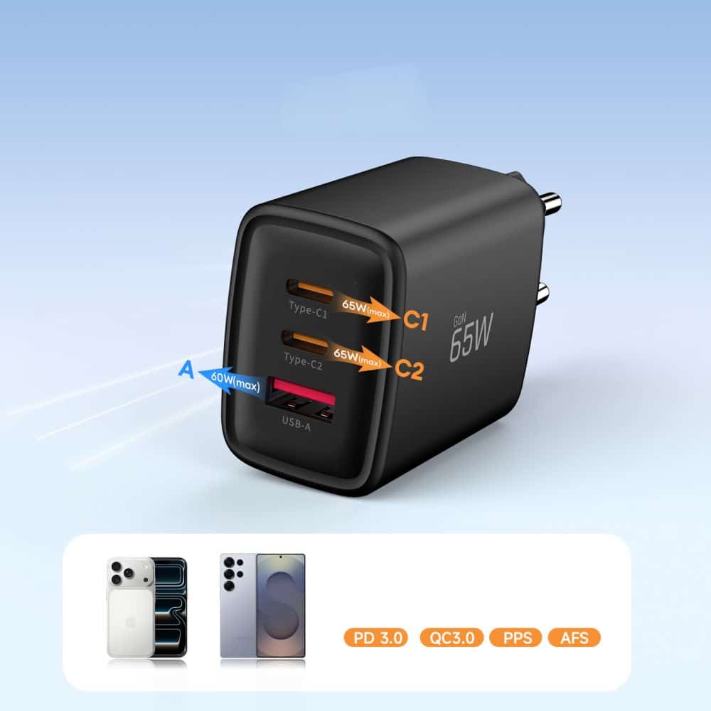 TECH-PROTECT NCA65W-GAN ΦΟΡΤΙΣΤΗΣ 3 ΘΥΡΩΝ PD 65W / QC3.0 ΜΑΥΡΟΣ - Image 7