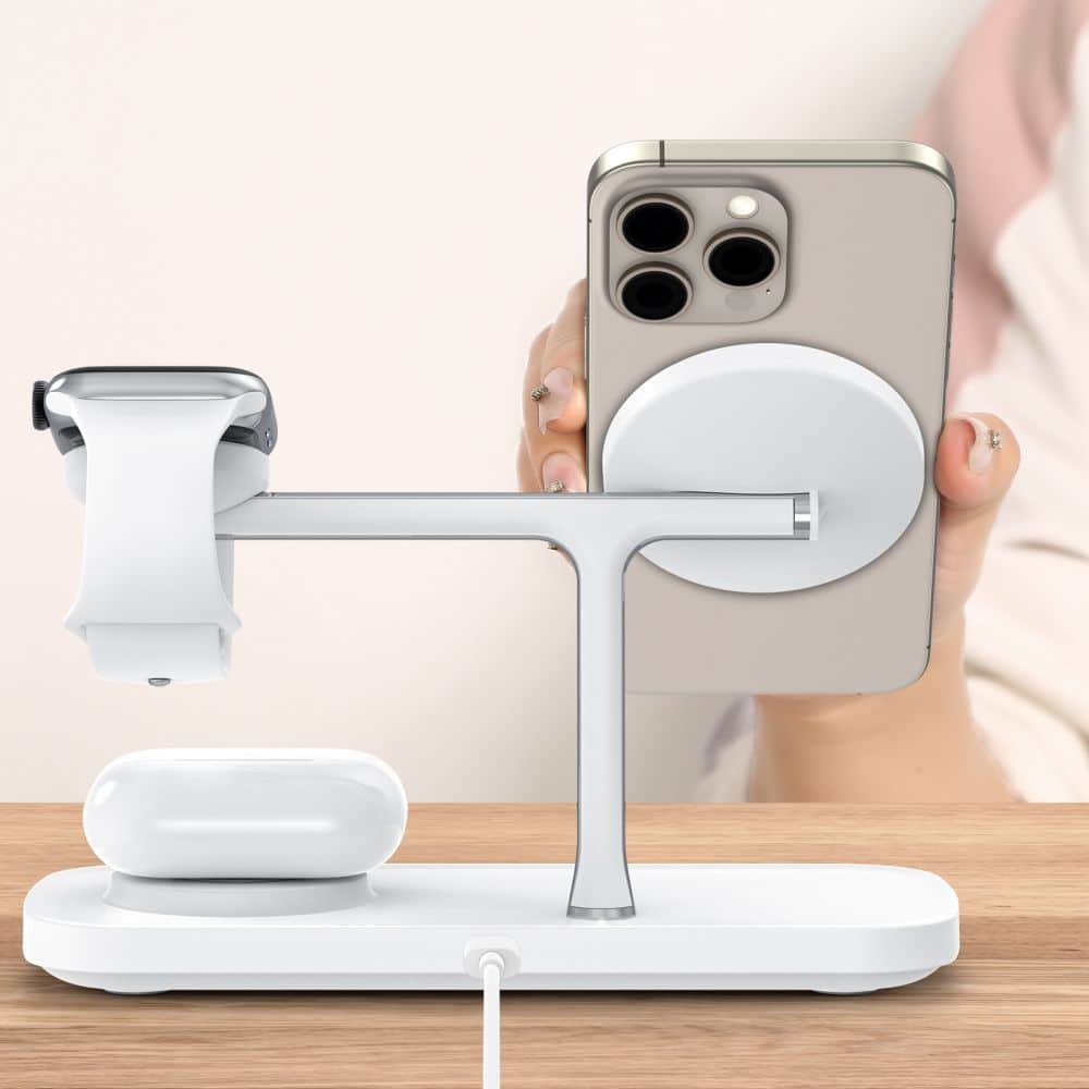 Tech-Protect QI15W-A45 3σε1 Μαγνητικός Ασύρματος Φορτιστής MagSafe Λευκός - Image 8