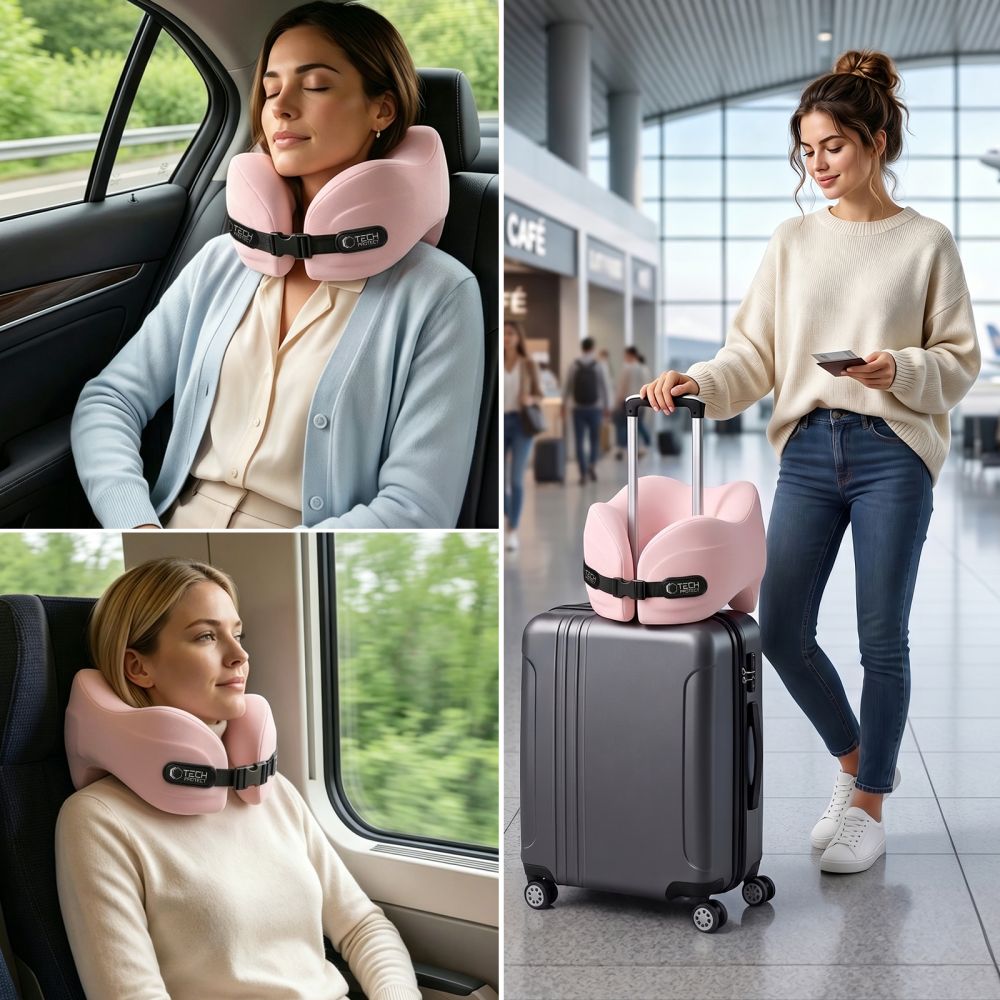 Μαξιλάρι ταξιδιού για τον αυχένα Tech-Protect ComfortRest ροζ - Image 5