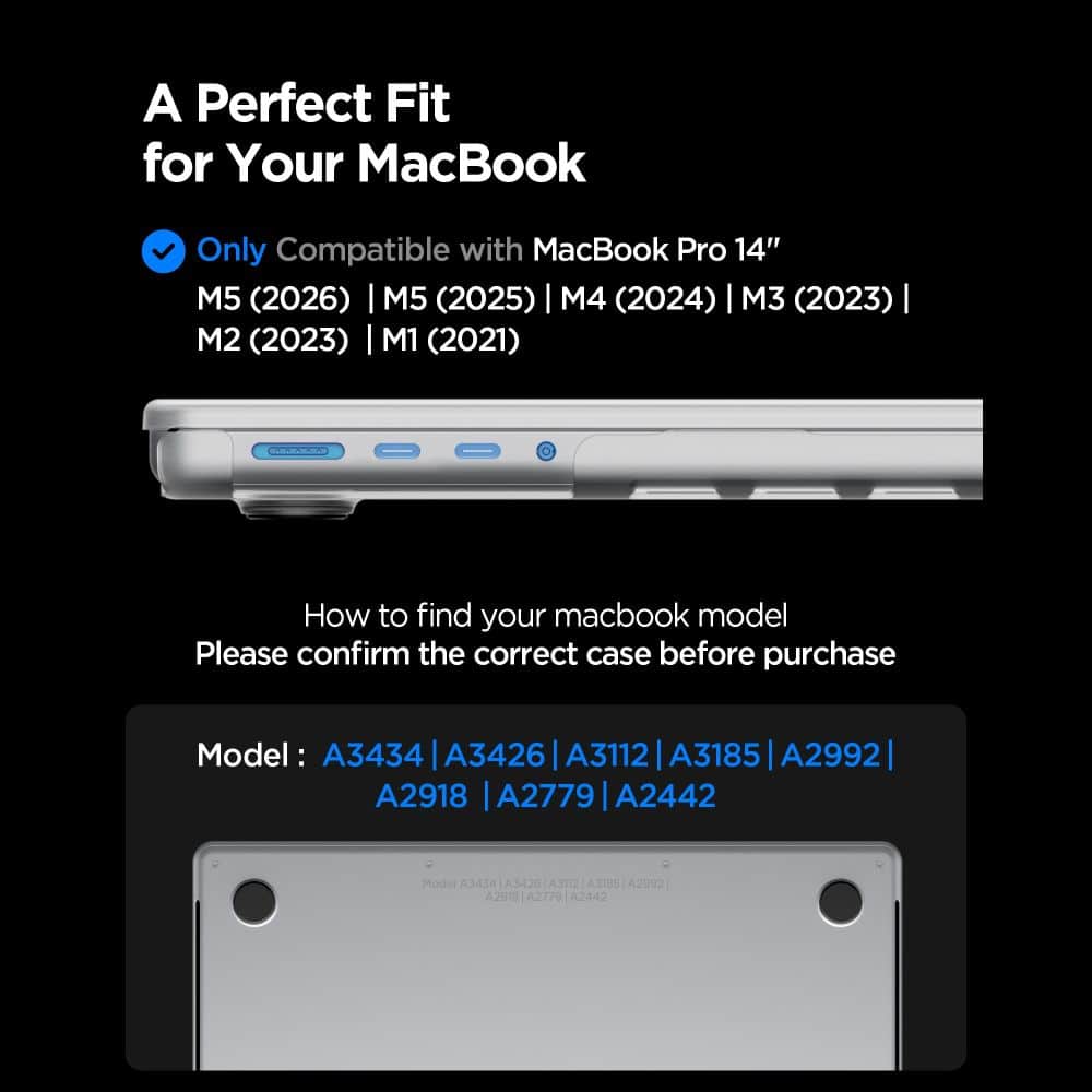 SPIGEN AIRSKIN MACBOOK PRO 14 M1-M5 PRO / M5 PRO MAX 2021-2026 FROST CLEAR - Image 12