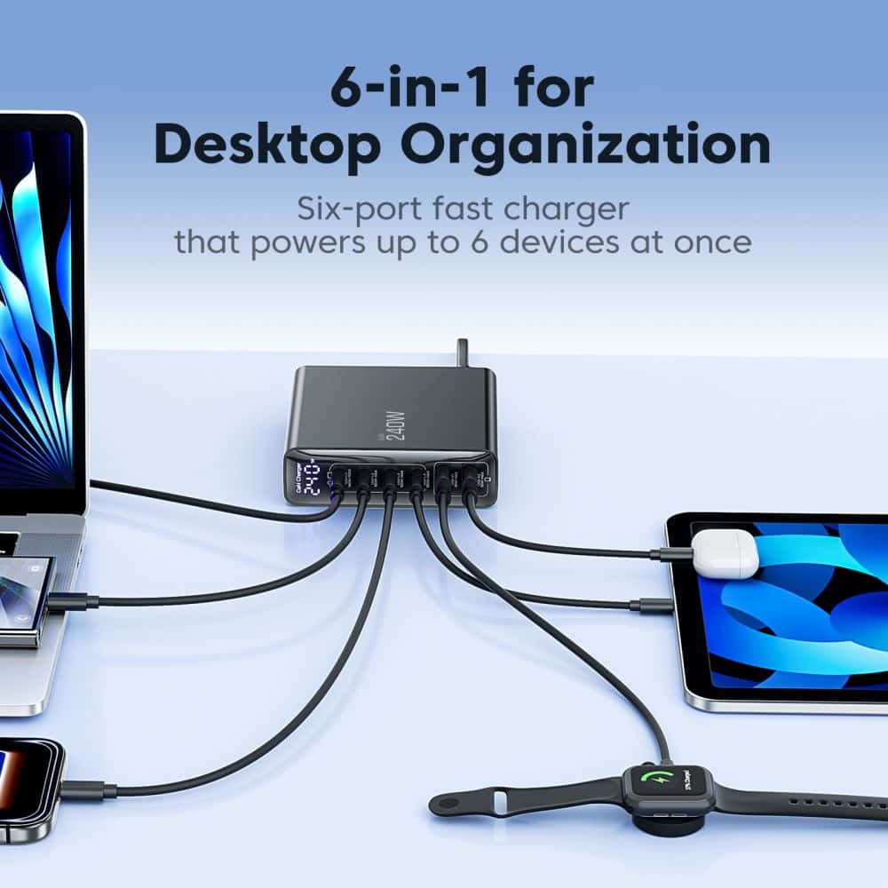 TECH-PROTECT DC240W-GAN ΦΟΡΤΙΣΤΗΣ ΕΠΙΤΡΑΠΕΖΙΑΣ ΧΡΗΣΗΣ 6 ΘΥΡΩΝ PD 240W / QC3.0 ΜΑΥΡΟΣ - Image 8