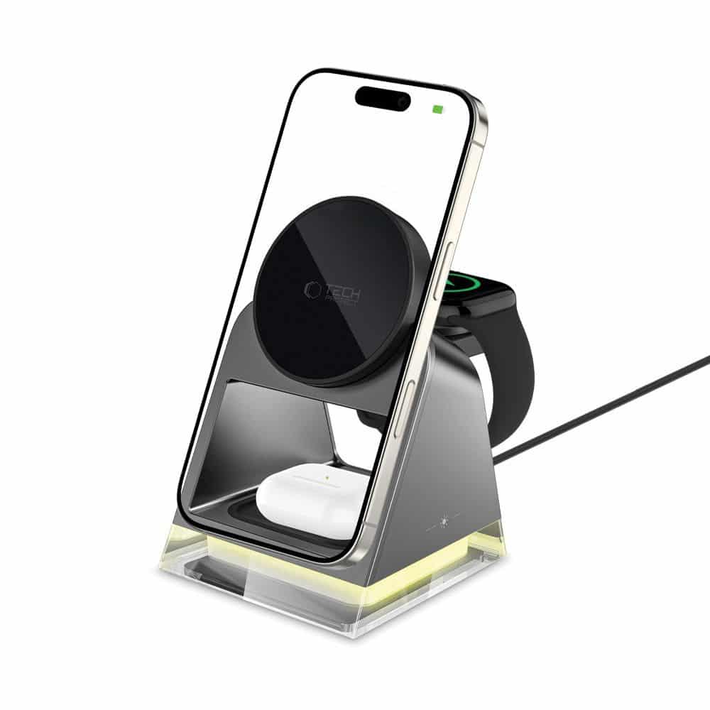 Tech-Protect QI15W-A43 3σε1 Μαγνητικός Ασύρματος Φορτιστής MagSafe Μαύρος - Image 2