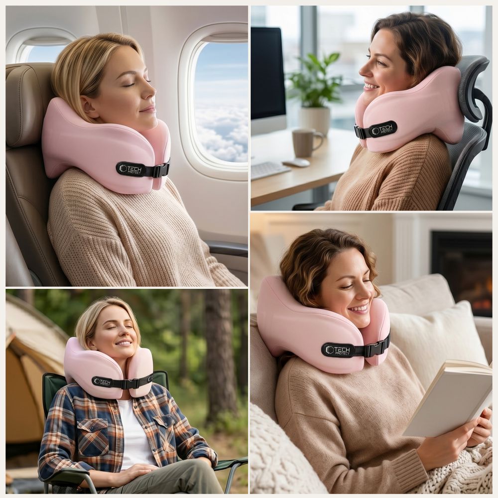 Μαξιλάρι ταξιδιού για τον αυχένα Tech-Protect ComfortRest ροζ - Image 6