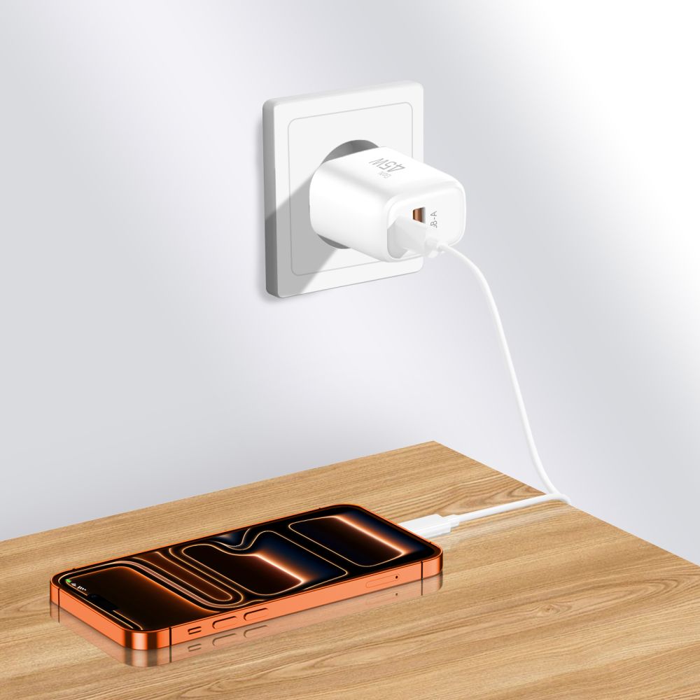 TECH-PROTECT NCA45W-GAN ΦΟΡΤΙΣΤΗΣ ΔΙΚΤΥΟΥ 2 ΘΥΡΩΝ PD 45W / QC3.0 + ΚΑΛΩΔΙΟ TYPE-C ΛΕΥΚΟ - Image 9