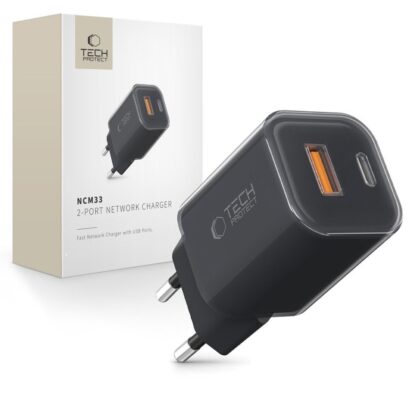TECH-PROTECT NCM33 ΦΟΡΤΙΣΤΗΣ 2 ΘΥΡΩΝ PD 33W / QC3.0 ΜΑΥΡΟΣ