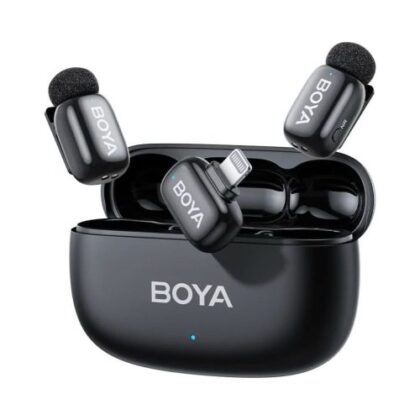 Ασύρματο μικρόφωνο BOYA Mini 2-03 2.4GHz, ακύρωση θορύβου με τεχνητή νοημοσύνη με 2 πομπούς και 1 δέκτη (Lightning) Μαύρο EU