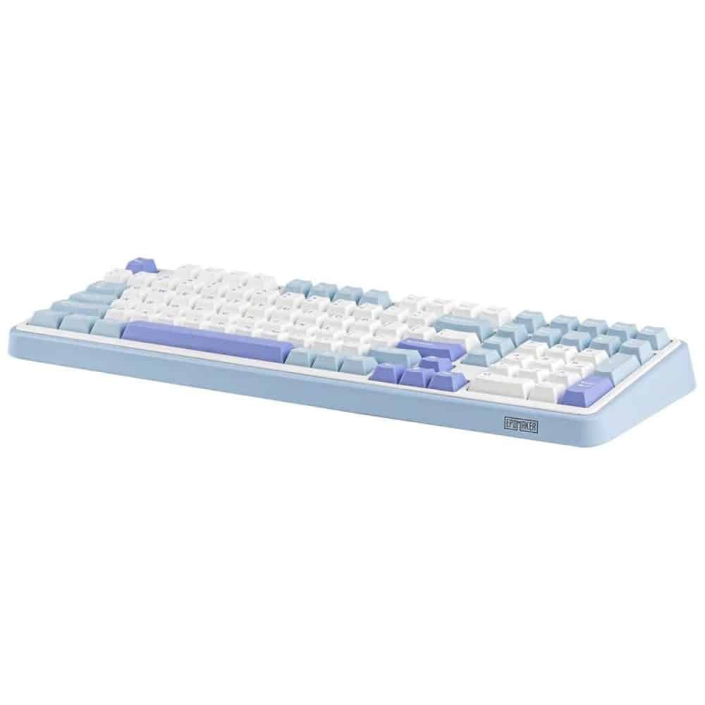Μηχανικό πληκτρολόγιο Epomaker TH99 Creamy Jade Switch λευκό-μπλε - Image 3