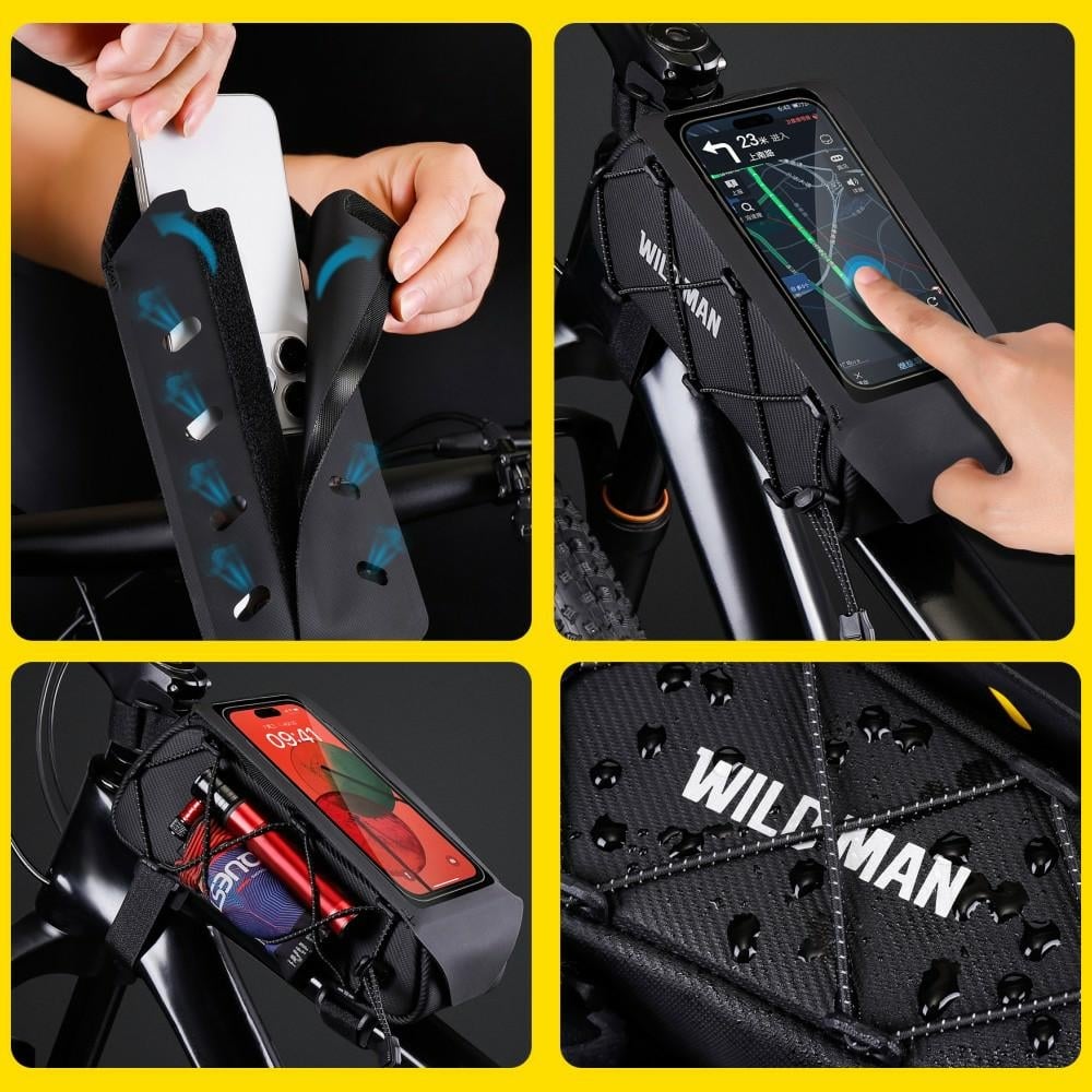 Θήκη ποδηλάτου WILDMAN GX100, μαύρη τσάντα στήριξης για πλαίσιο - Image 5