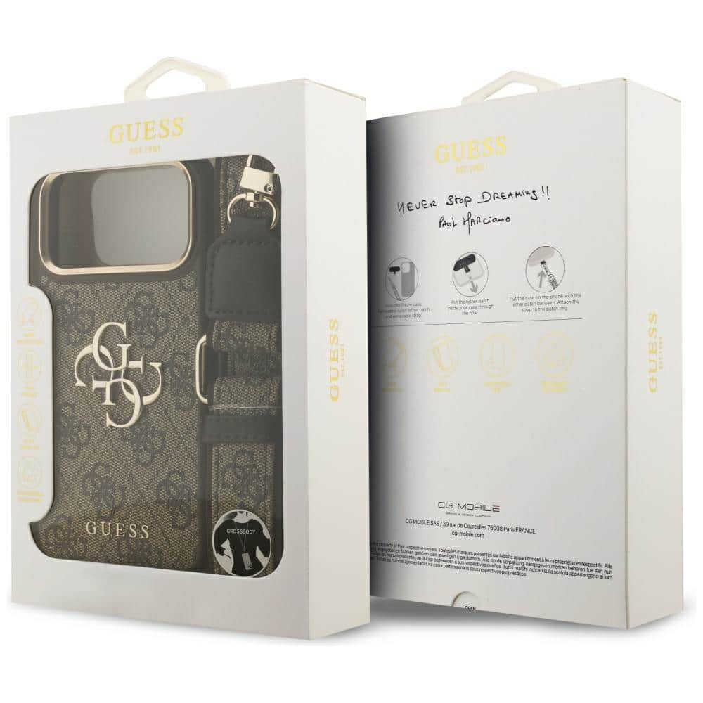 Θήκη Guess 4G Big 4G Classic Logo Big Strap με μεταλλικά κουμπιά για iPhone 17 Pro Max, καφέ - Image 9