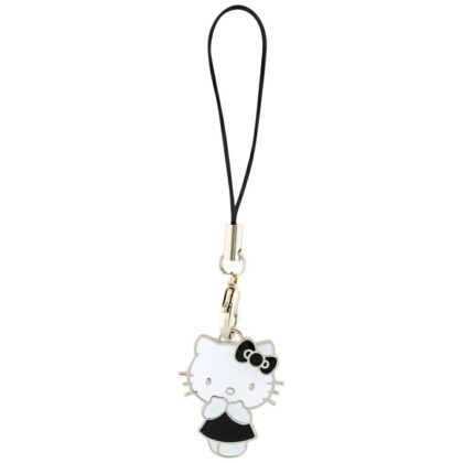 Λουράκι τηλεφώνου Hello Kitty HKCPMKK μαύρο με γούρι για γατούλα χαριτωμένο