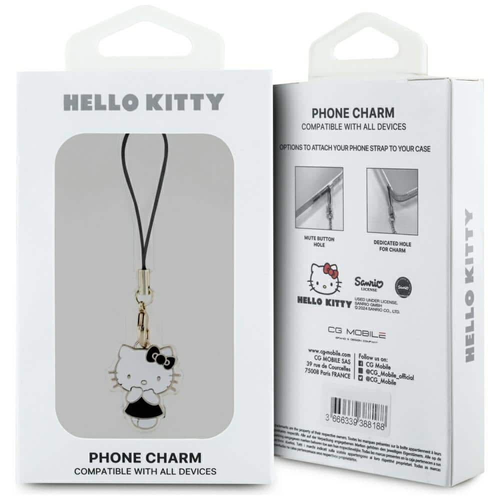 Λουράκι τηλεφώνου Hello Kitty HKCPMKK μαύρο με γούρι για γατούλα χαριτωμένο - Image 3