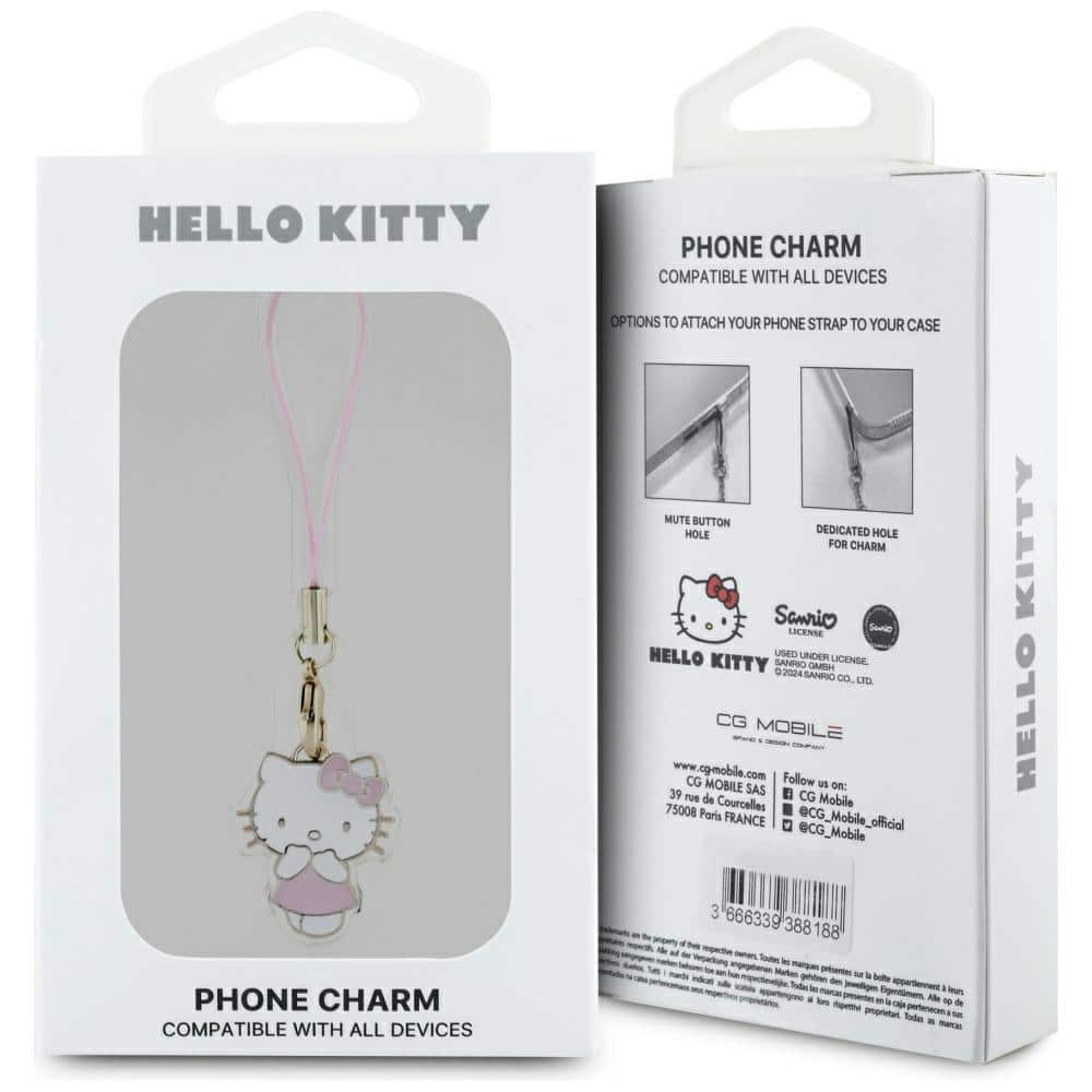 Λουράκι τηλεφώνου Hello Kitty HKCPMKP ροζ με γούρι, χαριτωμένο γατάκι - Image 3