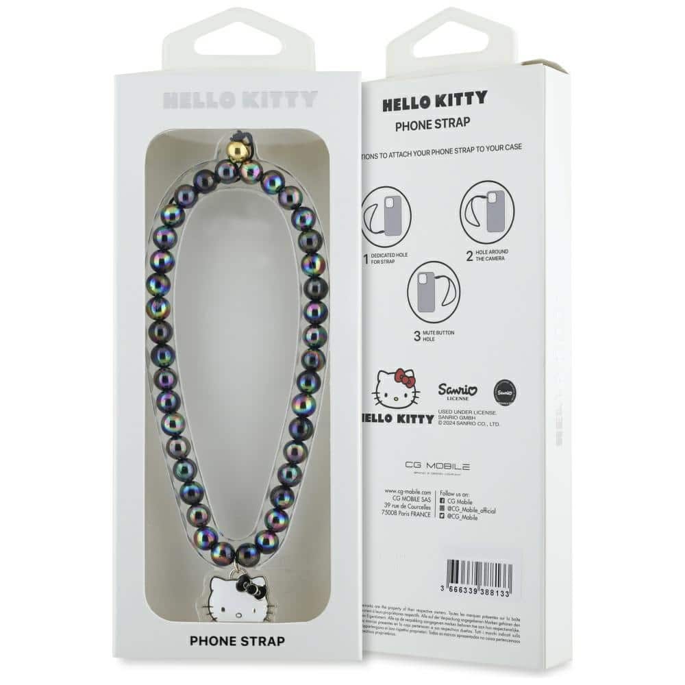 Γούρι για Κινητό με Κεφαλή Γατούλας Hello Kitty Pearls, Μαύρο - Image 4