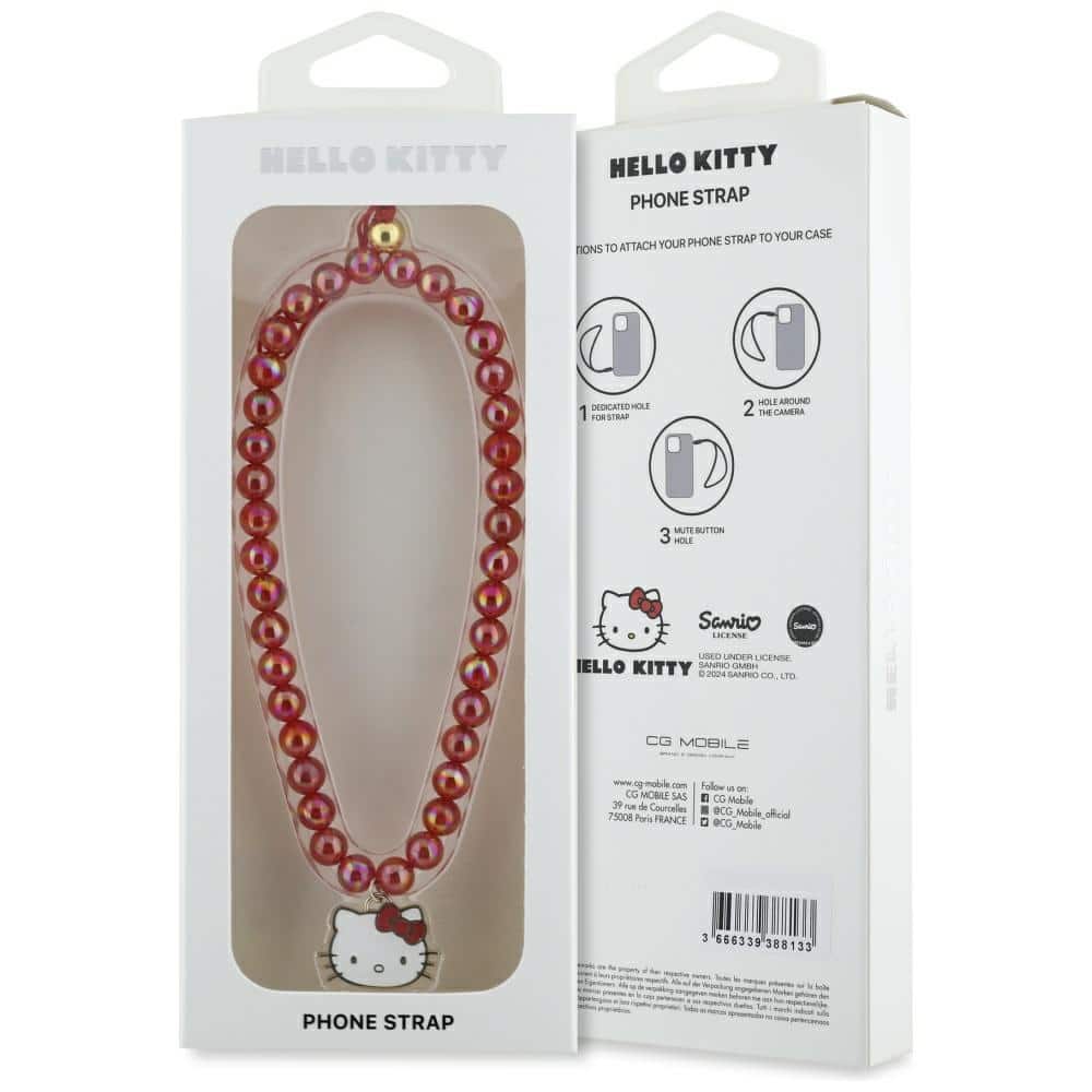 Γούρι για Κινητό με Κεφαλή Γατούλας Hello Kitty Pearls, Κόκκινο - Image 4