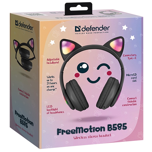 Ακουστικά Bluetooth Defender Freemotion B585 Led Μαύρο/Μαύρο (63586) - Image 9