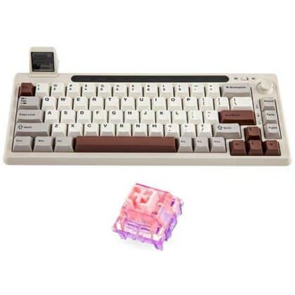 Μηχανικό πληκτρολόγιο Epomaker RT65 Flamingo Switch γκρι-λευκό