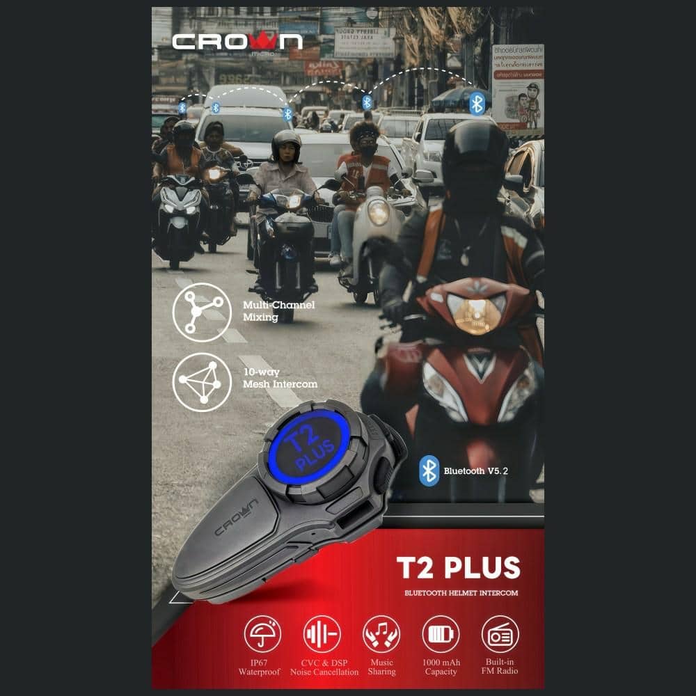 Ενδοεπικοινωνία μοτοσικλέτας Crown C200 Mesh Bluetooth μαύρο - Image 5