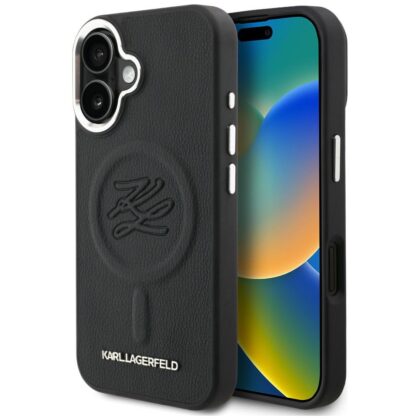 Karl Lagerfeld Initial & Metal Logo MagSafe - θήκη για Apple iPhone 16 - Μαύρο