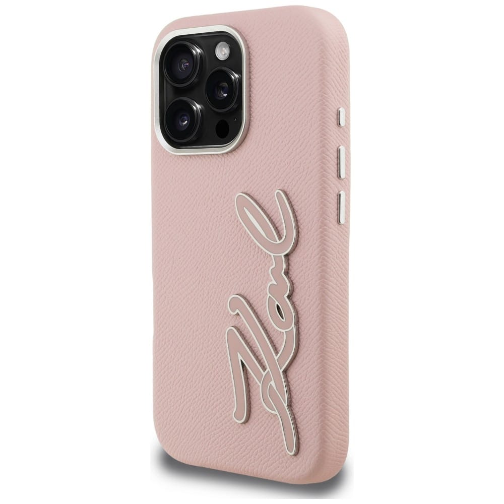 Karl Lagerfeld FW Grained Signature Logo - θήκη για Apple iPhone 16 Pro - Ροζ - Image 2