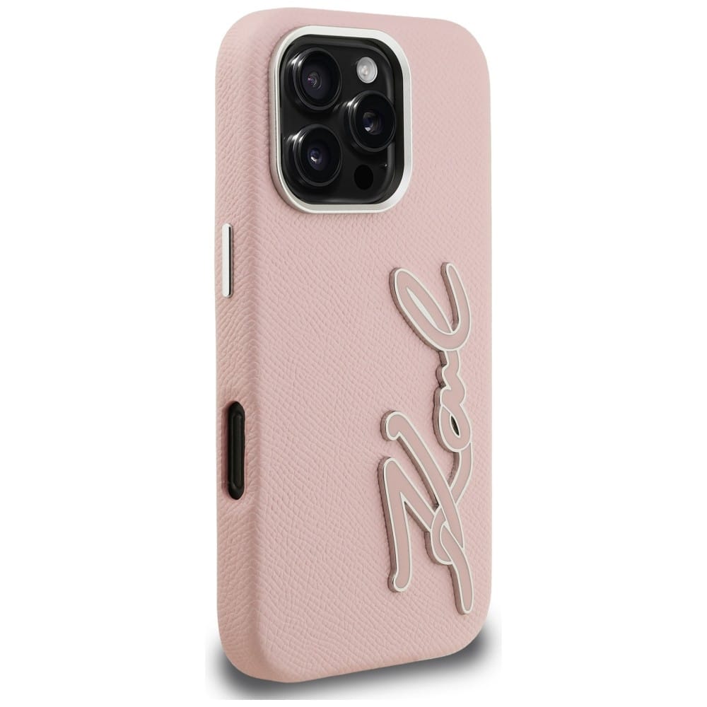 Karl Lagerfeld FW Grained Signature Logo - θήκη για Apple iPhone 16 Pro - Ροζ - Image 4