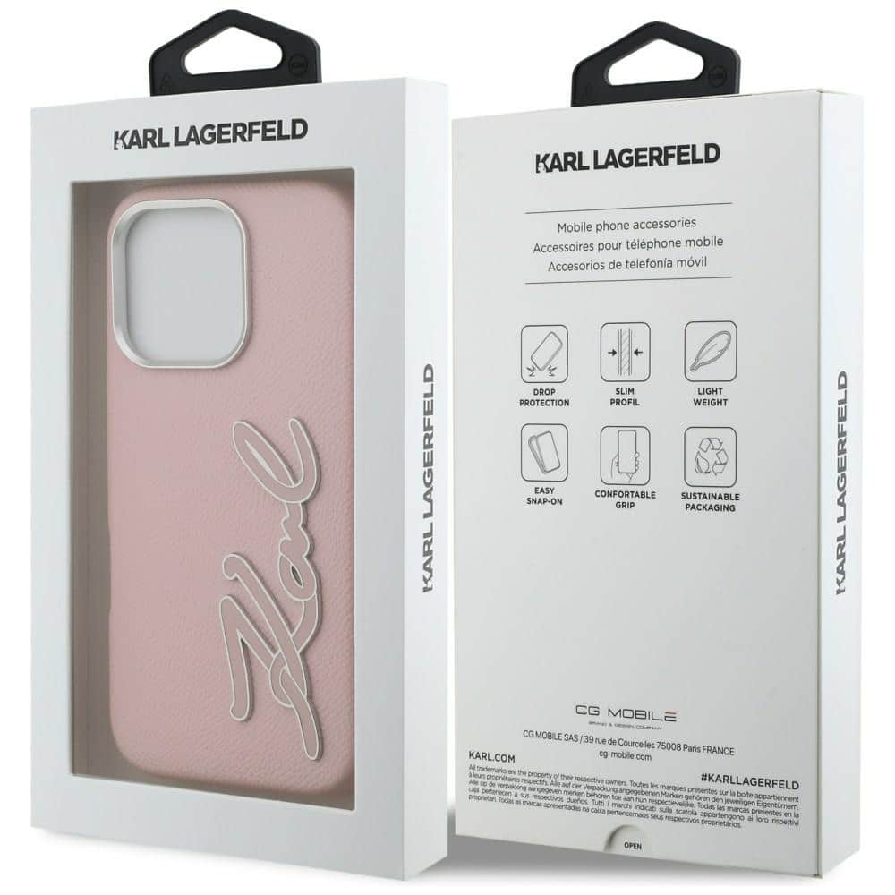 Karl Lagerfeld FW Grained Signature Logo - θήκη για Apple iPhone 16 Pro - Ροζ - Image 8