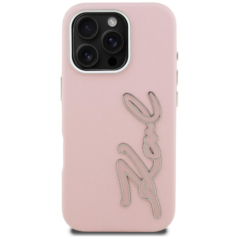 Karl Lagerfeld FW Grained Signature Logo - θήκη για Apple iPhone 16 Pro Max - Ροζ - Image 3