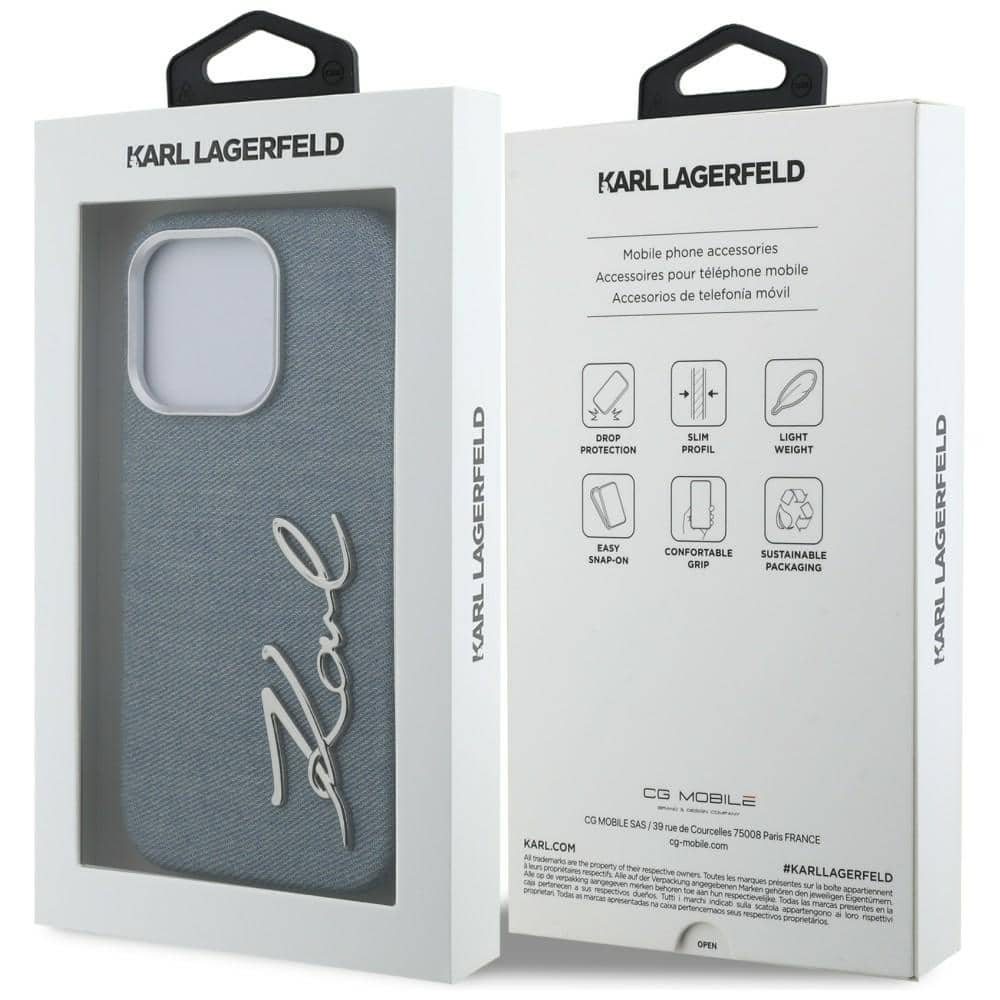 Karl Lagerfeld Signature Denim - θήκη για Apple iPhone 16 Pro Max - Μπλε - Image 8