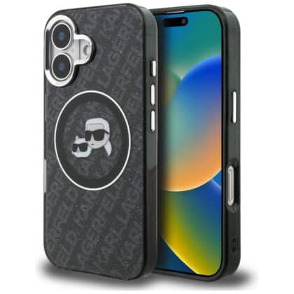 Karl Lagerfeld IML Glitter Karl & Choupette Heads Logo - θήκη για Apple iPhone 16 - Μαύρο
