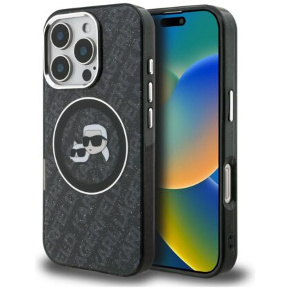Karl Lagerfeld IML Glitter Karl & Choupette Heads Logo - θήκη για Apple iPhone 16 Pro Max - Μαύρο