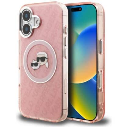 Karl Lagerfeld IML Glitter Karl & Choupette Heads Logo - θήκη για Apple iPhone 16 - Ροζ