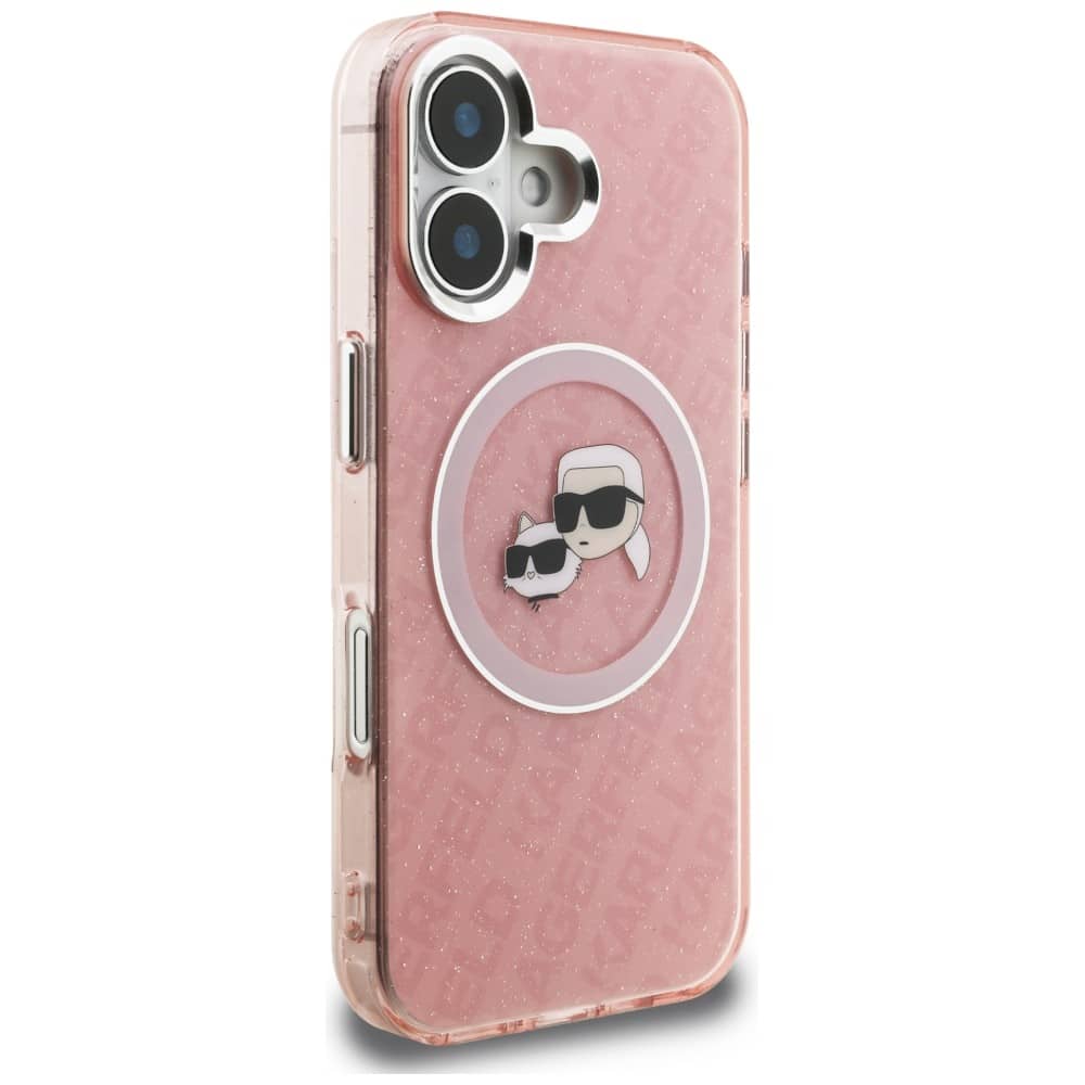 Karl Lagerfeld IML Glitter Karl & Choupette Heads Logo - θήκη για Apple iPhone 16 - Ροζ - Image 4