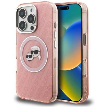 Karl Lagerfeld IML Glitter Karl & Choupette Heads Logo - θήκη για Apple iPhone 16 Pro - Ροζ