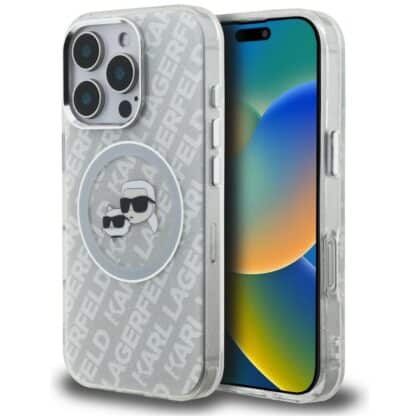 Karl Lagerfeld IML Glitter Karl & Choupette Heads Logo - θήκη για Apple iPhone 16 Pro Max - Γκρι