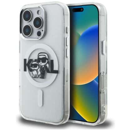 Karl Lagerfeld IML Glitter Karl & Choupette Sketch Logo MagSafe - θήκη για Apple iPhone 16 Pro Max - Διάφανο