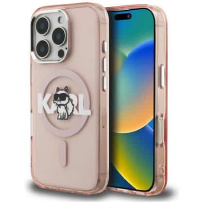 Karl Lagerfeld IML Choupette Head Sketch - θήκη για Apple iPhone 16 Pro - Ροζ