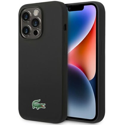 Σκληρή θήκη Lacoste LCHMP14LSLOK για iPhone 14 Pro 6,1" σε μαύρο χρώμα με σιλικόνη και MagSafe