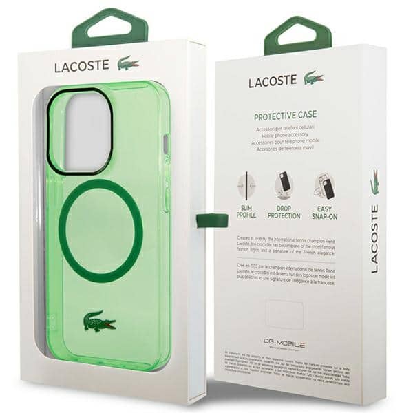 Σκληρή θήκη Lacoste LCHMP14LULON για iPhone 14 Pro 6,1" σε πράσινο χρώμα με διαφανή σχεδίαση και MagSafe - Image 8