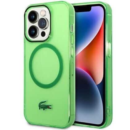 Lacoste LCHMP14XULON πράσινη σκληρή θήκη για iPhone 14 Pro Max 6,7" με διαφανή σχεδιασμό και MagSafe