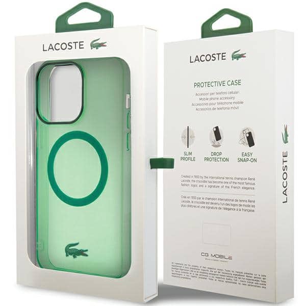 Σκληρή θήκη Lacoste LCHMP15LULON για iPhone 15 Pro 6,1" σε πράσινο χρώμα με διαφανή σχεδίαση και MagSafe - Image 8