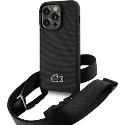 Lacoste LCHCP14LSPVCK Μαύρη σκληρή θήκη iPhone 14 Pro 6,1" Iconic Petit Pique Crossbody
