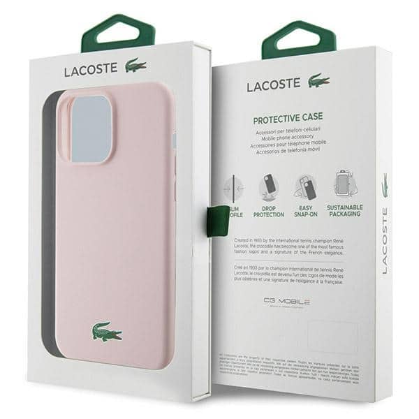 Lacoste Σιλικόνης Κροκόδειλος Λογότυπο MagSafe - θήκη για Apple iPhone 15 Pro - Ροζ - Image 8