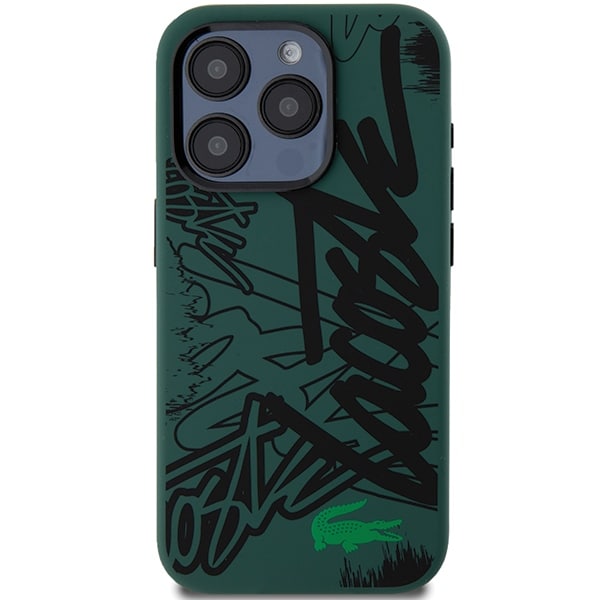 Lacoste LCHCP15LGRAK Σκληρή θήκη σιλικόνης για iPhone 15 Pro 6.1" μαύρη με γκράφιτι - Image 3