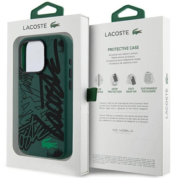 Lacoste LCHCP15LGRAK Σκληρή θήκη σιλικόνης για iPhone 15 Pro 6.1" μαύρη με γκράφιτι - Image 8
