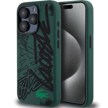 Lacoste LCHCP15XGRAK Μαύρη σκληρή θήκη σιλικόνης για iPhone 15 Pro Max 6,7" με γκράφιτι