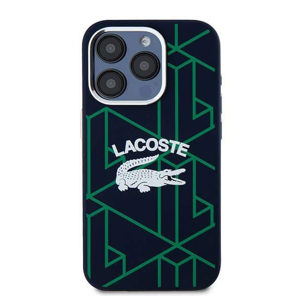Lacoste LCHMP15LSBIV Σκληρή θήκη για iPhone 15 Pro 6.1" σε μπλε χρώμα με μονόγραμμα και vintage λογότυπο, MagSaf - Image 3