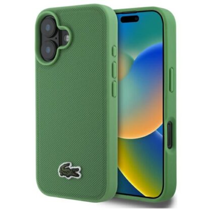 Σκληρή θήκη Lacoste LCHMP16SPVCN για iPhone 16 6,1" με θήκη Zielony/πράσινο Iconic Petit Pique MagSafe