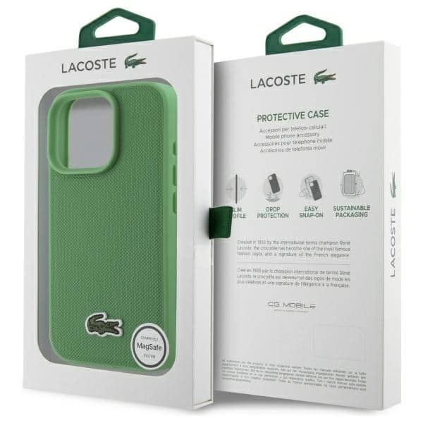 Σκληρή θήκη Lacoste LCHMP16LPVCN για iPhone 16 Pro 6,3" σε μαύρο/πράσινο χρώμα Iconic Petit Pique MagSafe - Image 8