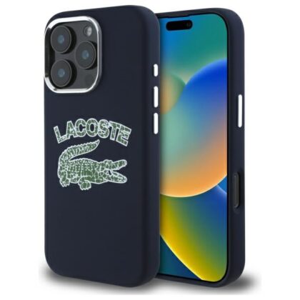 Lacoste Σιλικόνη με λογότυπο cracked MagSafe - θήκη για Apple iPhone 16 Pro - Μπλε